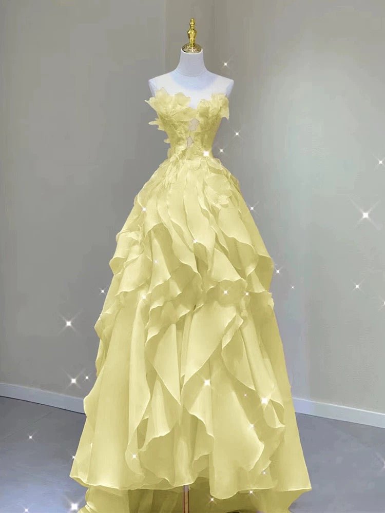 Robe de soirée rose de princesse, robe de fête féerique, robe fleurie d'anniversaire pour fille - Robes de soirée formelles AB518