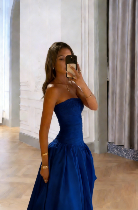 Classy Strapless Pink Split Prom Dresses A-line Party Formal Dress Formal Gowns AB528