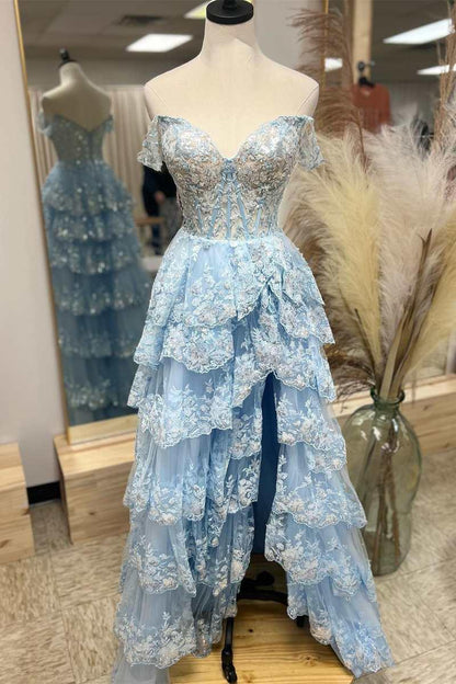 Schlichte A-Linien-Träger, rosa Glitzerspitze, Ballkleid-Inspiration, lange gestufte Abendkleider, Vestidos De Dia AB538