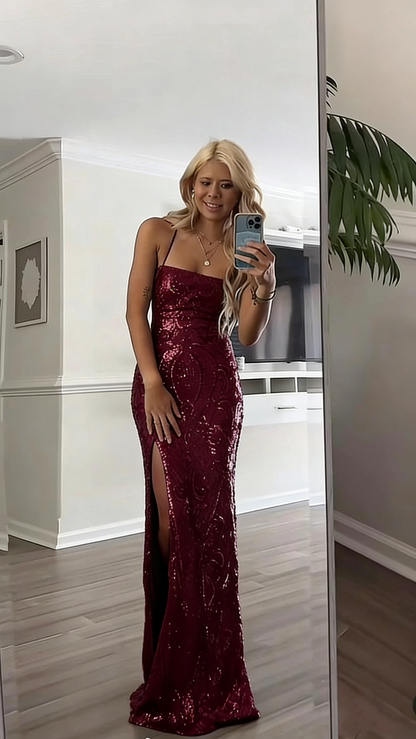 Robe sirène élégante à sequins bleu Tiffany, idéale pour les bals de fin d'année et les mariages (AB549)