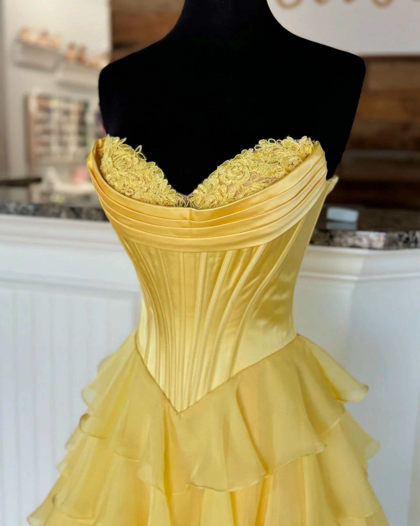 A line Dark Navy Strapless Pleated Prom Dresses With Ruffle Evening Dress AB687