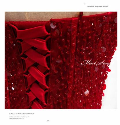 Straps Dark Red Beaded Sweetheart Long Formal Dress, Junior Prom Dress AB703