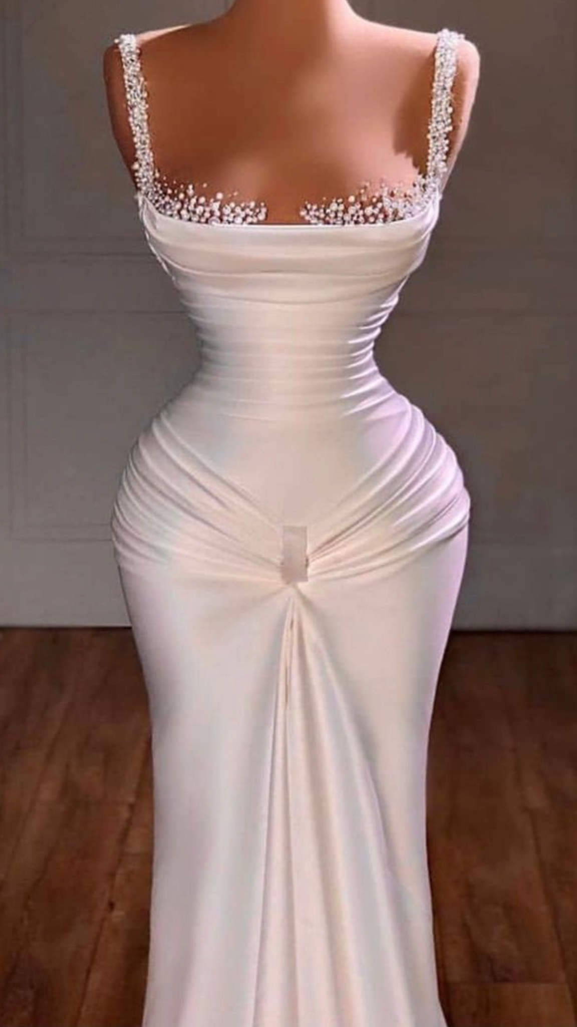 Robe de bal blanche sirène modeste à décolleté cœur ornée de perles et de pierres précieuses, lilas, robe de soirée formelle, tenue pour un 20e anniversaire AB834