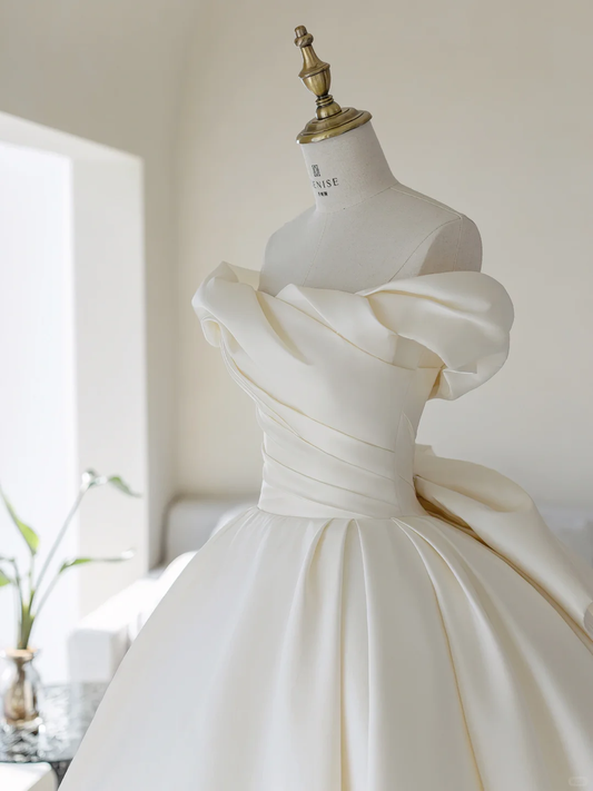 Princess Women's Wedding Dress for Bride Satin Brides Dress Ball Gown Off The Shoulder Wedding Gowns AB891