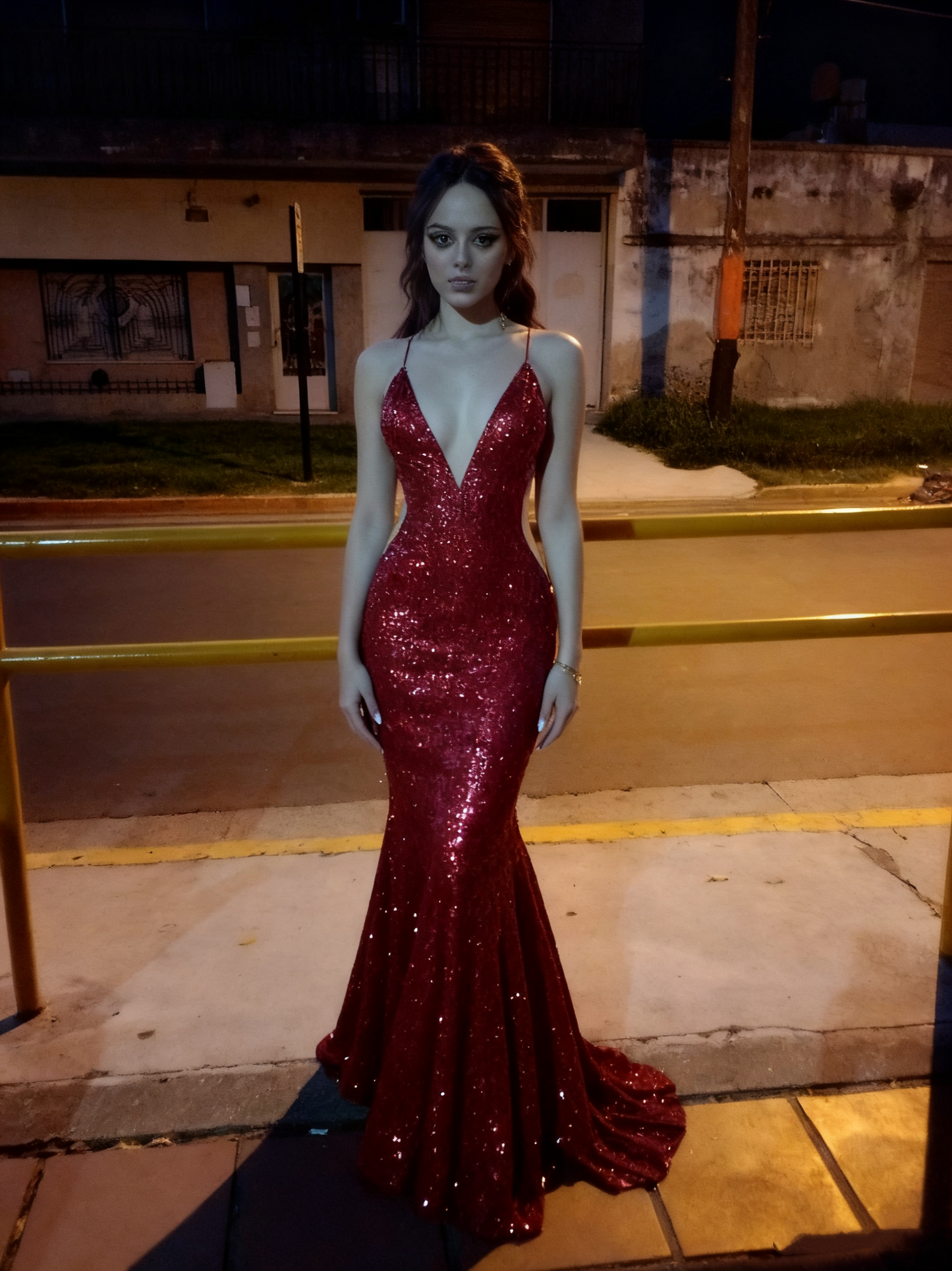 Robe de bal longue et sexy à bretelles spaghetti et paillettes rouges, style sirène, robe de soirée princesse, robe de remise de diplôme, B492