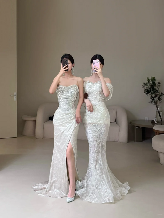 Timeless Women's Mermaid Spaghetti Straps Long Wedding Dress Mermaid for Bride Dresses AC028