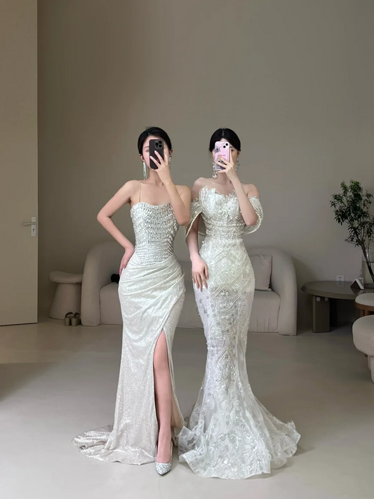 Timeless Women's Mermaid Spaghetti Straps Long Wedding Dress Mermaid for Bride Dresses AC028
