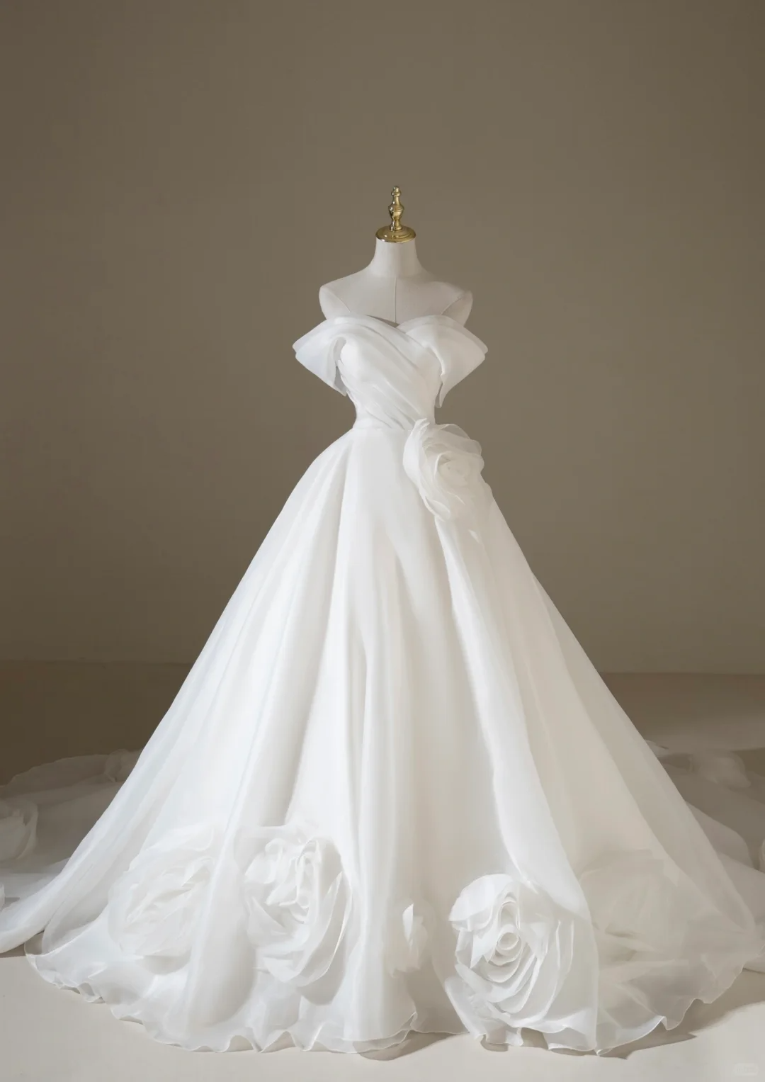 Damen-Ballkleid mit schulterfreiem Ausschnitt, Blumenmuster, plissiert, bodenlang, für die Braut AC041
