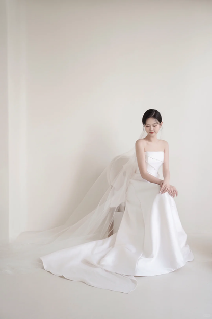 Robe de mariée bustier sans bretelles ornée de perles, longueur au sol, pour femme, référence AC069