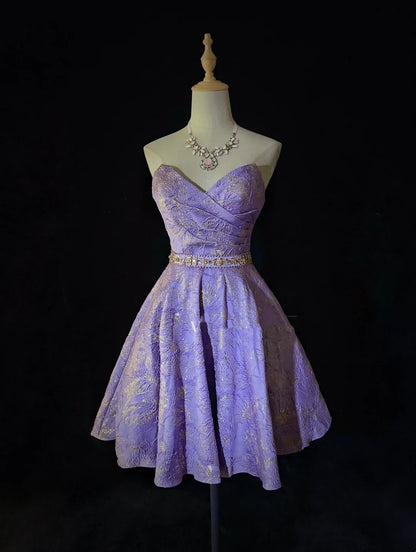 Vintage Ball Gown Sweetheart Lilac Satin Y2K 2000s Short Mini Party Senior Homecoming Dresses N3184