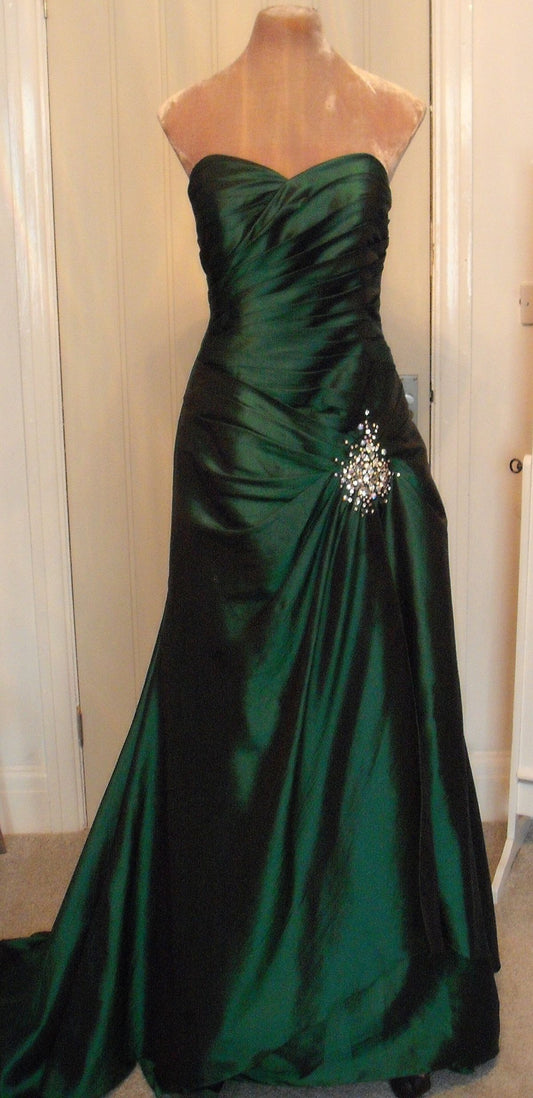 Elegant Mermaid Sweetheart Satin Dark Green Sleeveless Long Floor Length Prom Dress Inspiration Prom Dresses AB118