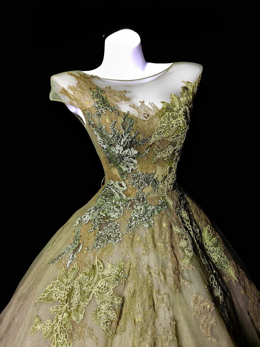 Pretty Ball Gown Scoop Green Tulle Lace Quince Dress Long 15 Quinceanera Dresses Photo Ideas Formal Outfit RB6355