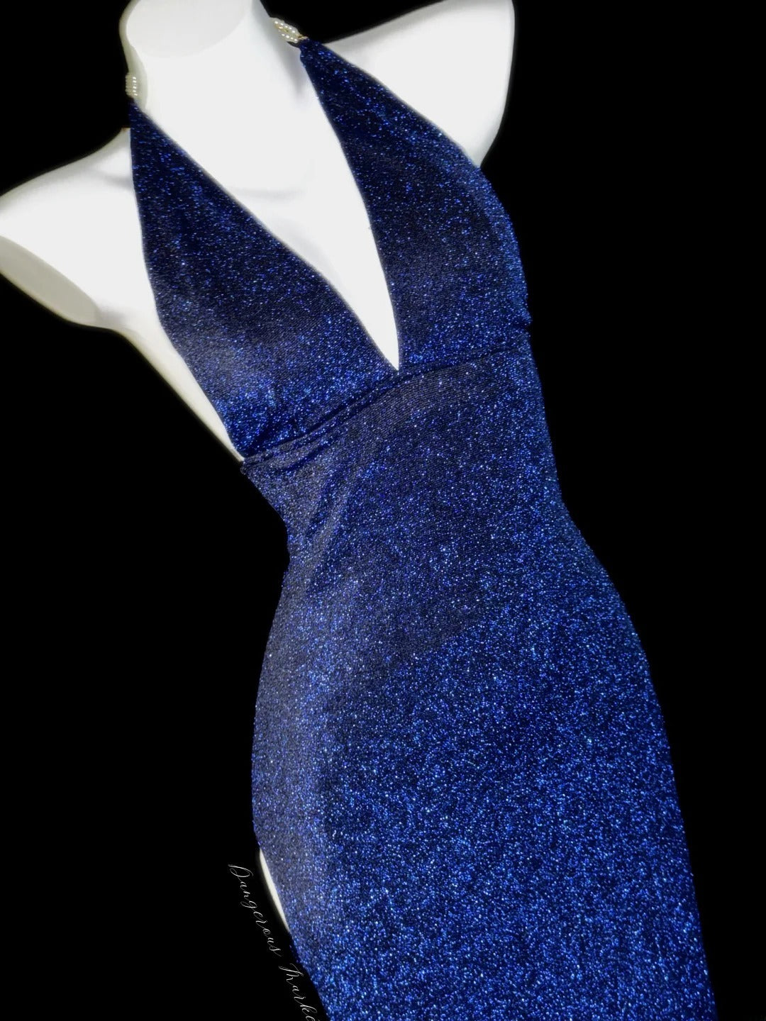 Glitzer Abschlussballkleider Meerjungfrau Neckholder Royalblau Pailletten Langes Abendkleid Formelles Kleid RB3346