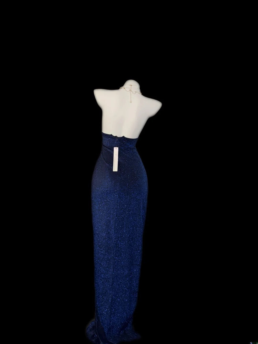 Glitzer Abschlussballkleider Meerjungfrau Neckholder Royalblau Pailletten Langes Abendkleid Formelles Kleid RB3346
