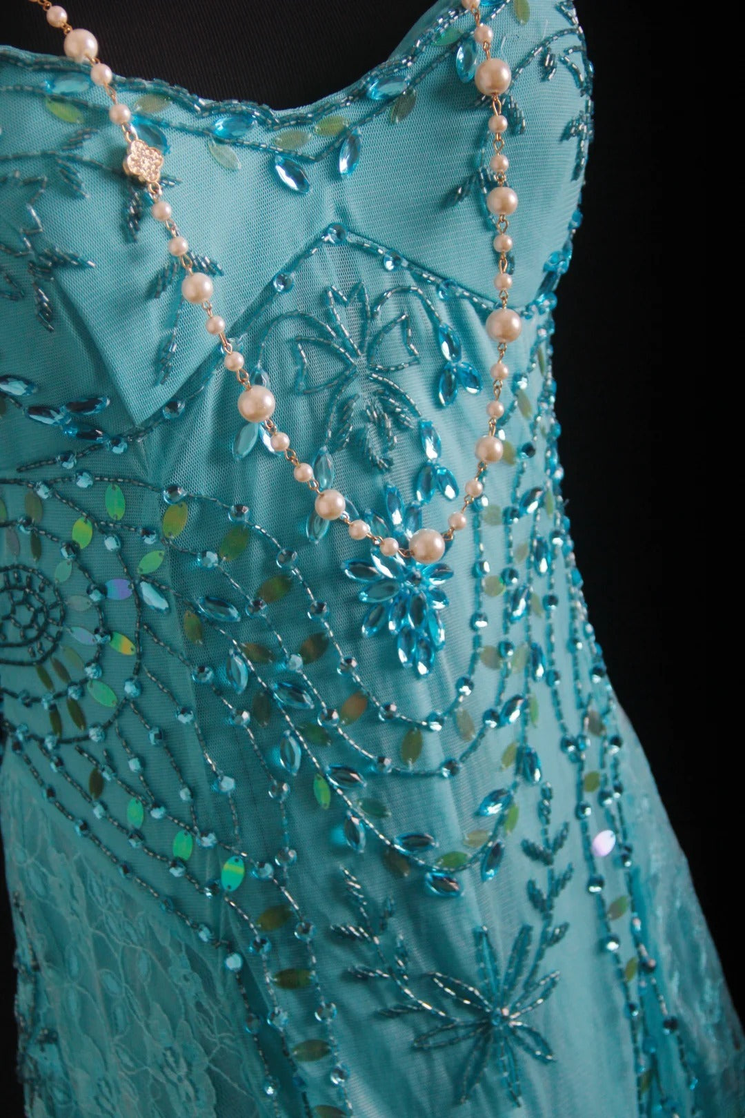 Unique Mermaid Spaghetti Strap Blue 90s With Beads Tea Length Evening For Women Party Dresses Long Formal Prom Dresses 20th Birthday Gowns AS004
