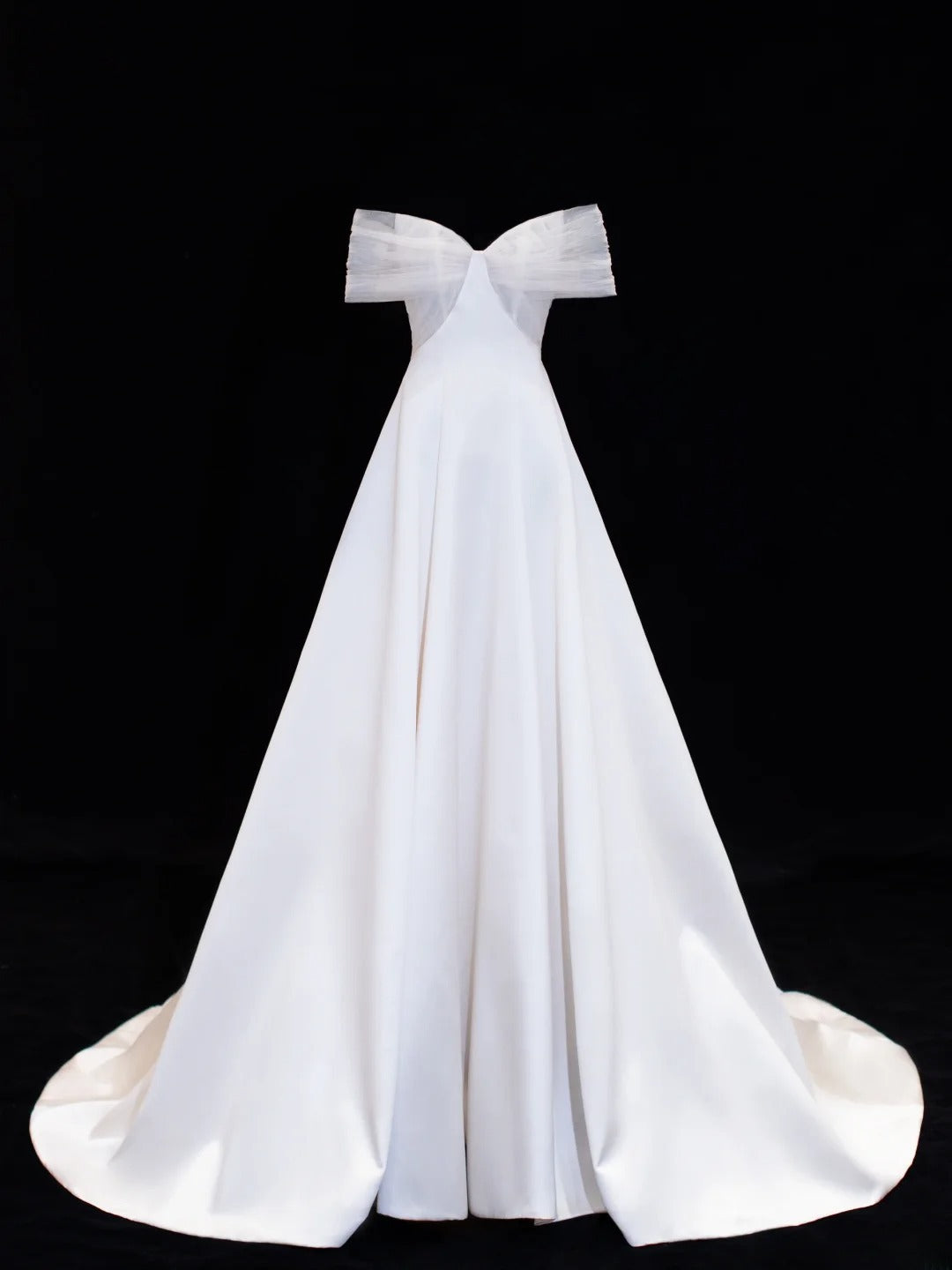 Robes de mariée élégantes et sobres pour la mariée, robe de bal épaules dénudées à manches courtes en satin, robes de mariée pour femmes petites et grandes tailles SA005