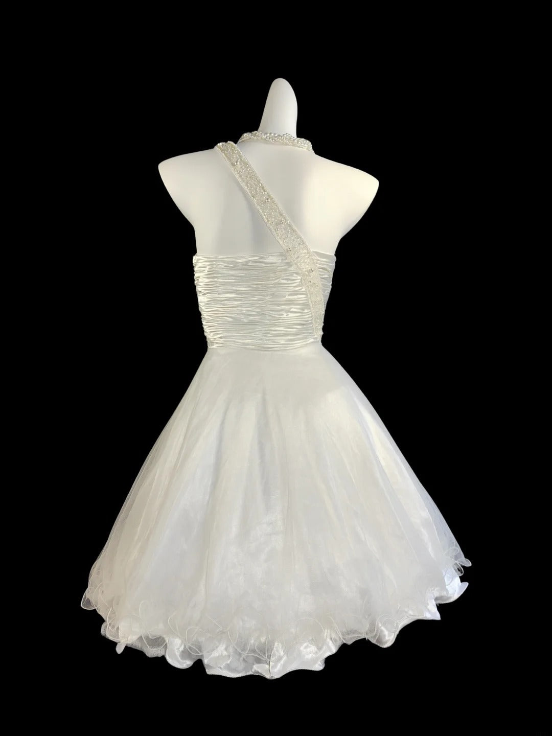 Robe de bal vintage asymétrique blanche, robe de soirée courte pour un 16e anniversaire, robe de cocktail AB2515