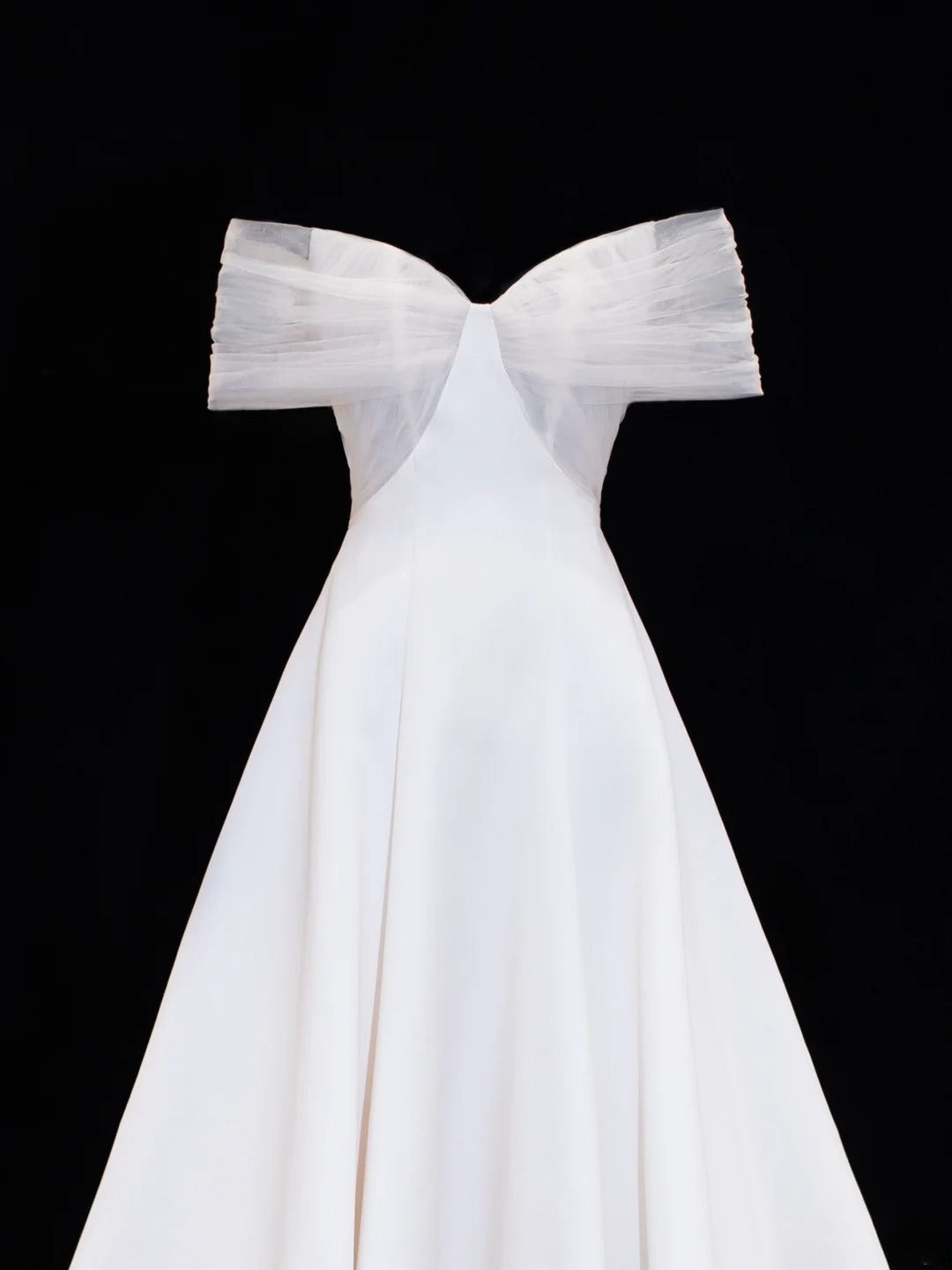 Robes de mariée élégantes et sobres pour la mariée, robe de bal épaules dénudées à manches courtes en satin, robes de mariée pour femmes petites et grandes tailles SA005