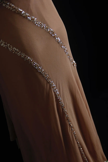 Unique Mermaid Halter Brown Chiffon 90s With Beads Floor Length Evening For Women Party Dresses Long Formal Prom Dresses 21st Birthday Gowns AS005