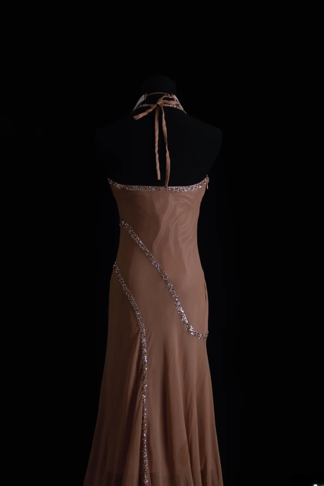 Unique Mermaid Halter Brown Chiffon 90s With Beads Floor Length Evening For Women Party Dresses Long Formal Prom Dresses 21st Birthday Gowns AS005
