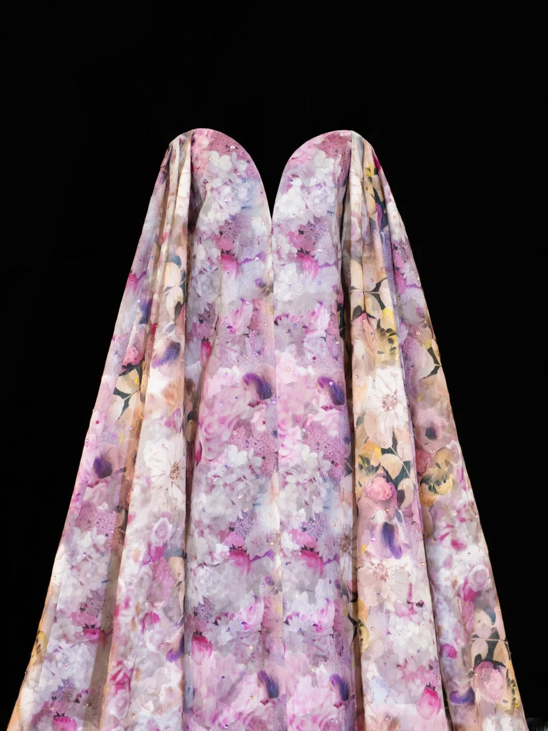 Robe de bal fleurie, coupe trapèze, décolleté cœur, cape, style mousseline, robe de bal longue et élégante, robe de soirée formelle SA007