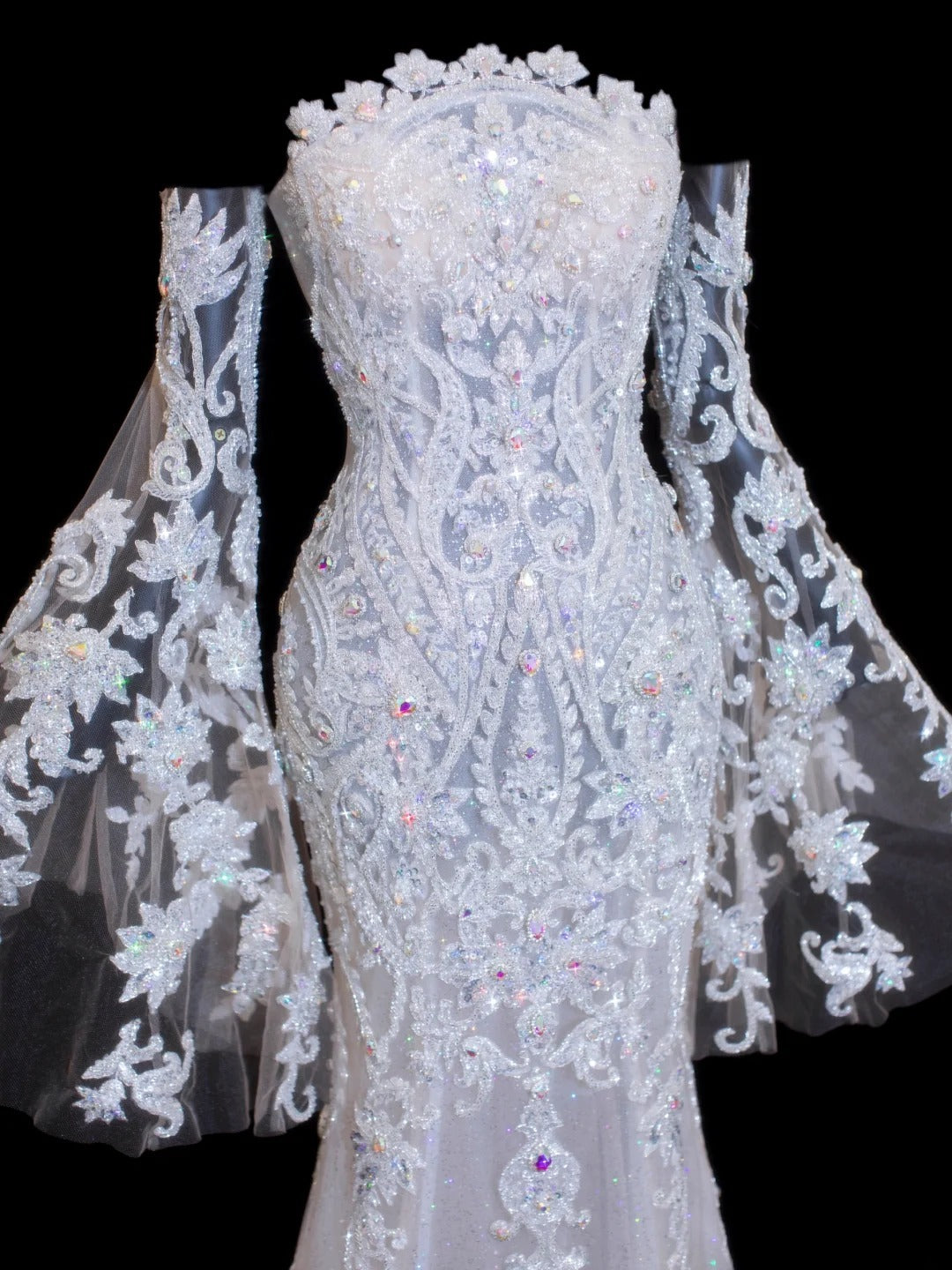 Robes de mariée élégantes et pudiques pour la mariée, style sirène, bustier, manches longues, dentelle, tailles petites et grandes, SA012