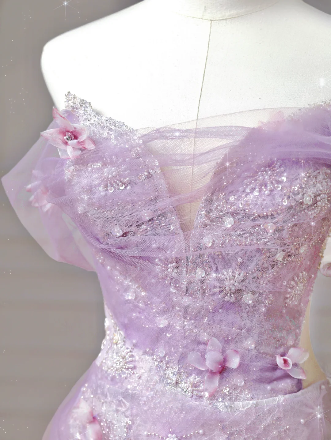 Modest Prom Dresses Aesthetic Ball Gown Off The Shoulder Lilac Tulle Inspiration Impress Long Party Formal Gown For Teenagers High Schools Girls AQ014