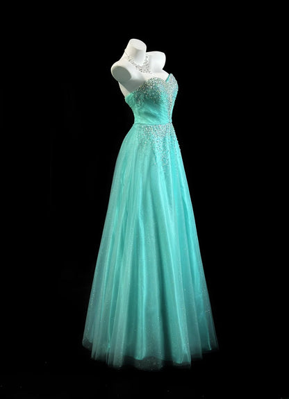 Refined Prom Dresses A Line Sweethart Blue Tulle With Beading Evening Dress Formal Outfits RB5825