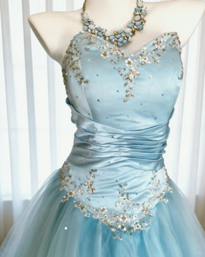 Robe de bal vintage bustier cœur en tulle sans manches, longue, pour quinceañera, tenue d'anniversaire Sweet 15/16 AS016
