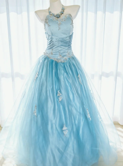 Robe de bal vintage bustier cœur en tulle sans manches, longue, pour quinceañera, tenue d'anniversaire Sweet 15/16 AS016