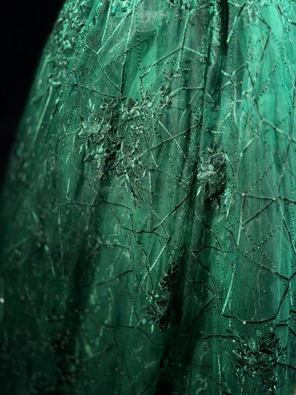 Sophisticated Prom Dresses Ball Gown Scoop Dark Green Tulle With Beading Long Sweet 15 16 Dress Formal Outfits RB5826