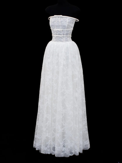 Robes de mariée de princesse, élégantes et modestes, coupe trapèze, bustier en dentelle blanche, tailles petites et grandes, pour femmes SA017