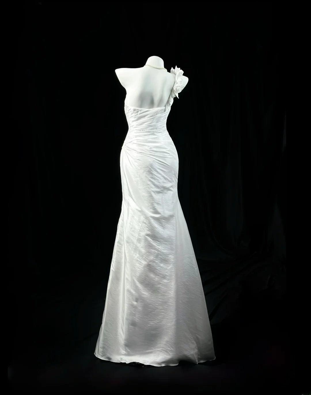 Refined Prom Dresses Mermaid One Shoulder White Taffeta With Beading Evening Dress Formal Outfits RB5827