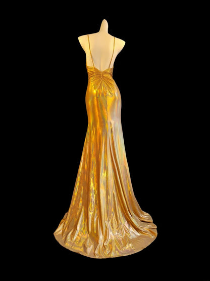 Elegantes Meerjungfrauen-Abendkleid aus orangefarbenem Satin mit Spaghettiträgern, perfekt für Highschool-Teenager, Abschlussball oder andere festliche Anlässe (AS017)