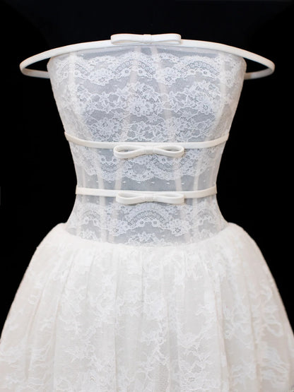 Robes de mariée de princesse, élégantes et modestes, coupe trapèze, bustier en dentelle blanche, tailles petites et grandes, pour femmes SA017