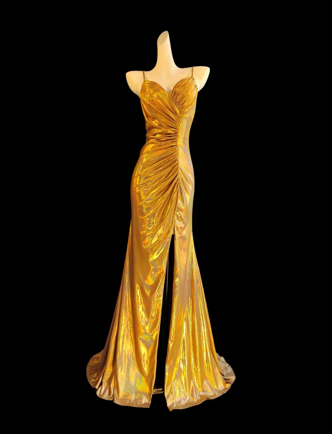 Elegantes Meerjungfrauen-Abendkleid aus orangefarbenem Satin mit Spaghettiträgern, perfekt für Highschool-Teenager, Abschlussball oder andere festliche Anlässe (AS017)
