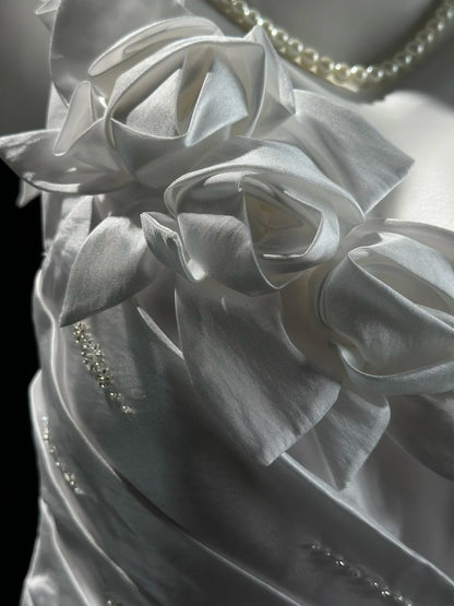 Refined Prom Dresses Mermaid One Shoulder White Taffeta With Beading Evening Dress Formal Outfits RB5827
