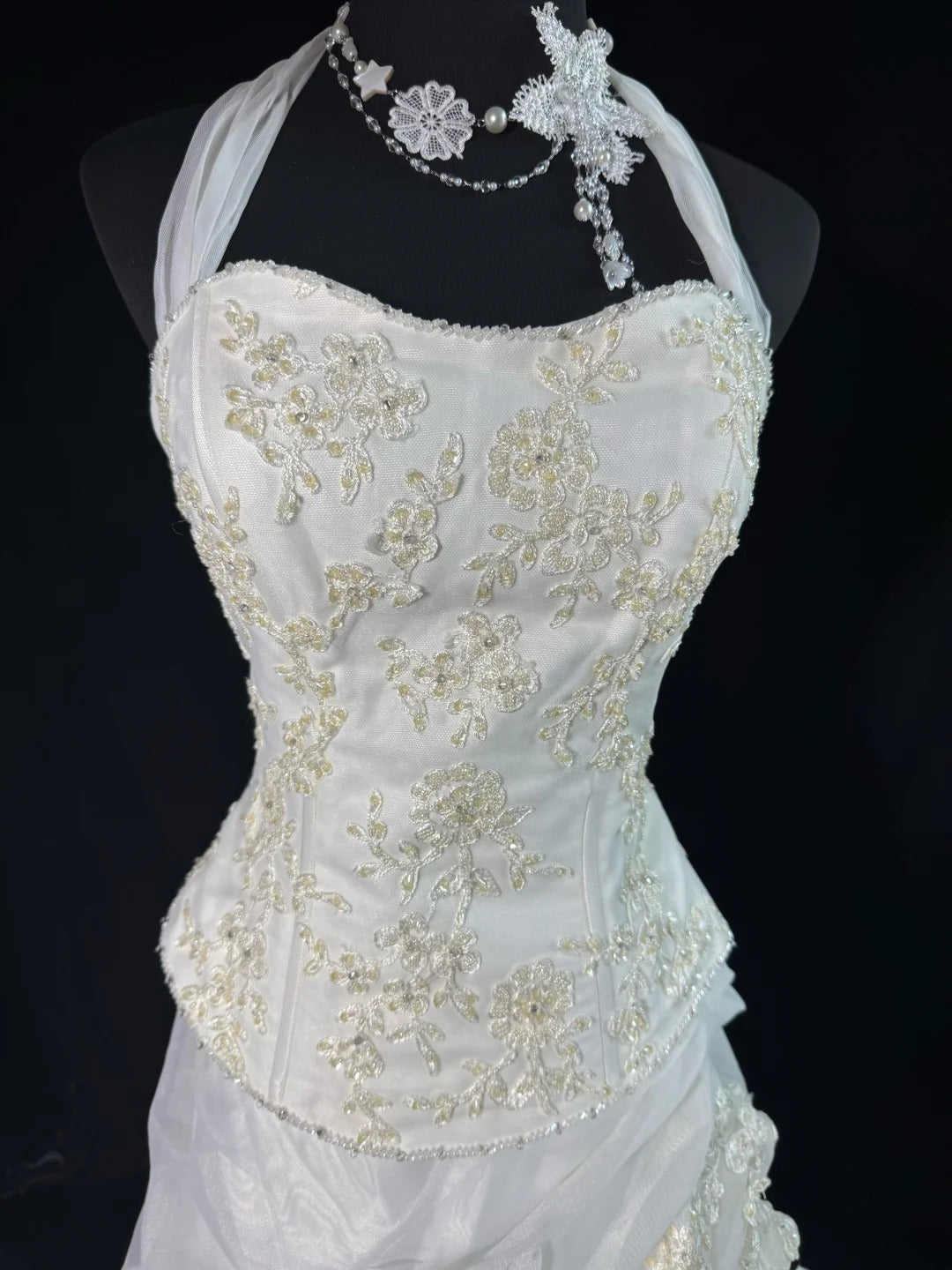 Robe de mariée bustier taille basse années 40/50, robe de bal deux pièces en tulle avec appliques, blanche, tailles petites et grandes, AS017