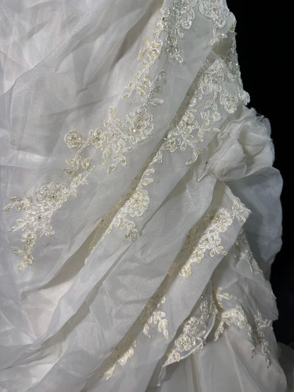 Robe de mariée bustier taille basse années 40/50, robe de bal deux pièces en tulle avec appliques, blanche, tailles petites et grandes, AS017