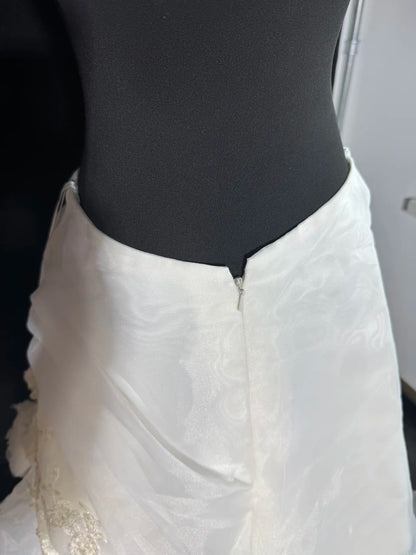 Robe de mariée bustier taille basse années 40/50, robe de bal deux pièces en tulle avec appliques, blanche, tailles petites et grandes, AS017
