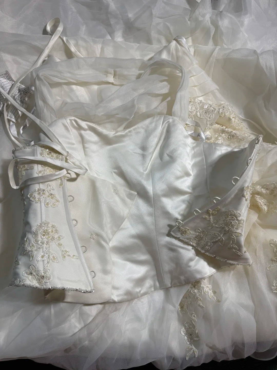 Robe de mariée bustier taille basse années 40/50, robe de bal deux pièces en tulle avec appliques, blanche, tailles petites et grandes, AS017