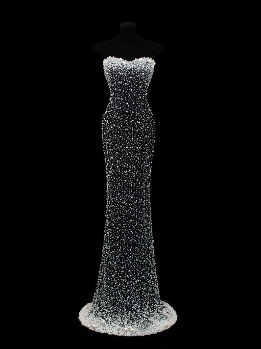 Preiswertes, paillettenbesetztes, elegantes Meerjungfrauen-Kleid im Stil der 1950er Jahre mit Perlenstickerei – ein beeindruckendes langes Ballkleid für festliche Anlässe und Partys (SA018).