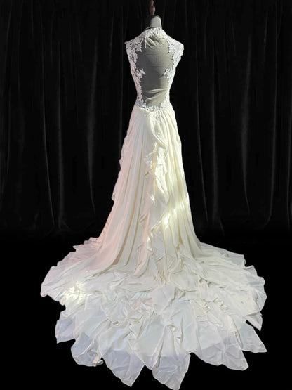Robe de mariée vaporeuse, robe de mariée trapèze à bretelles spaghetti, satin blanc, tailles petites et grandes, ornée de perles, AS018