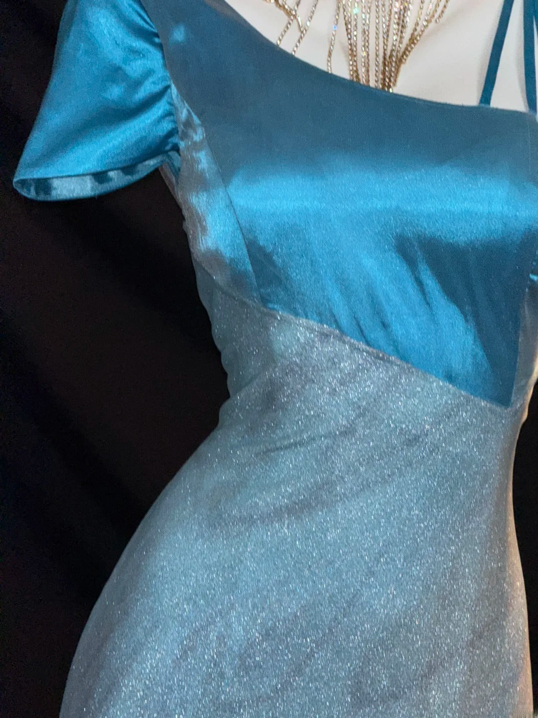 Modest Prom Dresses Mermaid Blue With Ruffles Tulle Long Evening Formal Outfits RB3361