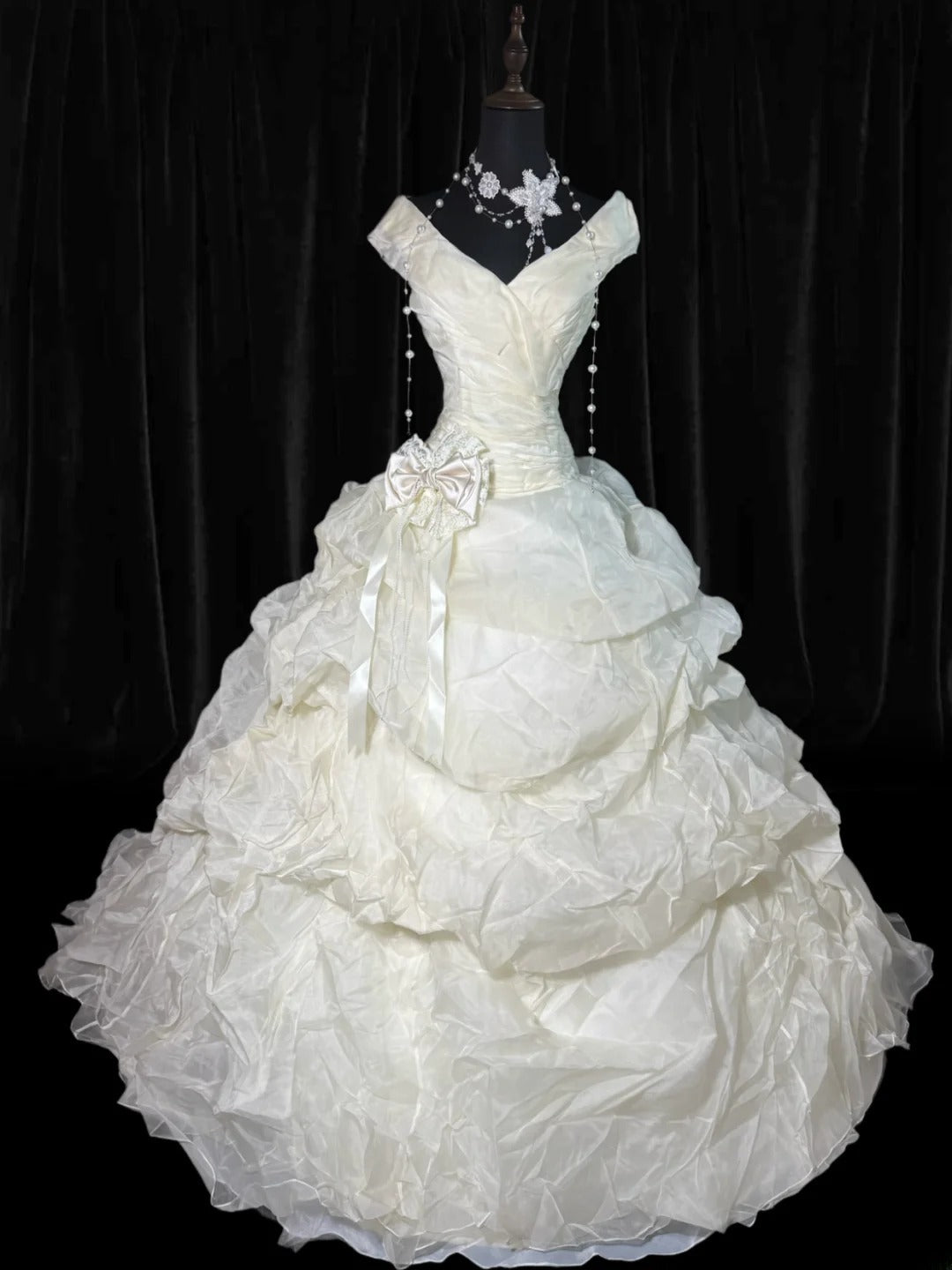 Robe de mariée taille basse années 1950/1940, robe de bal épaules dénudées à volants, blanche, tailles petites/grandes, pour femmes AS020