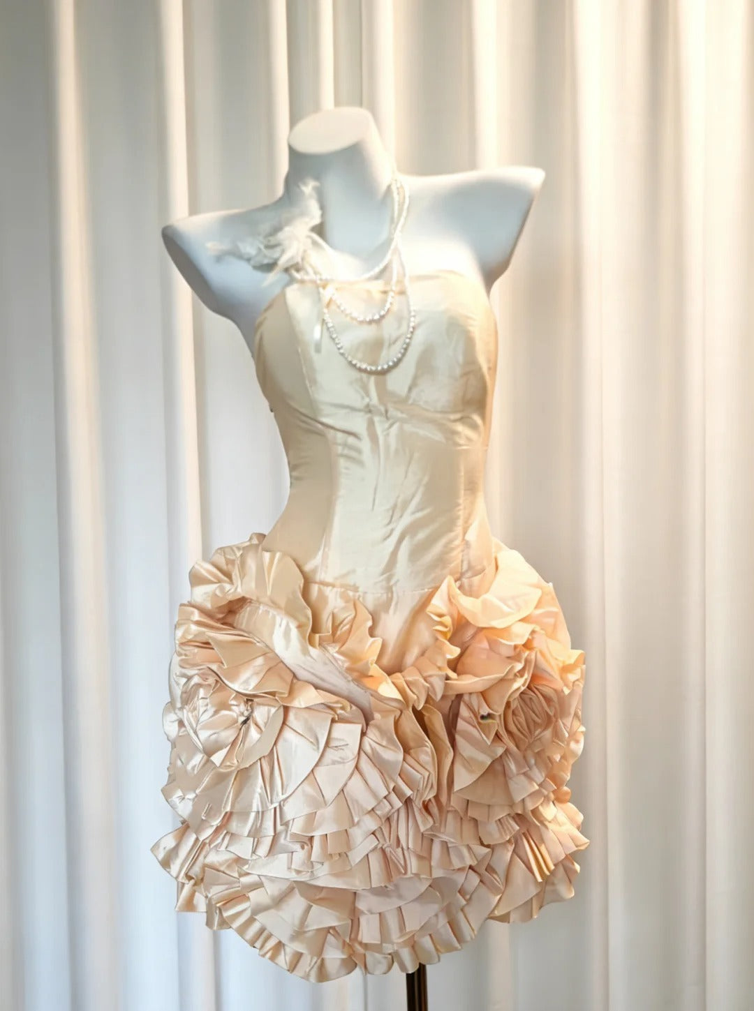 Vintage Etuikleid, trägerlos, Satin, kurzes Kleid zum 18. Geburtstag, Homecoming-Kleid, Cocktailkleid AS020