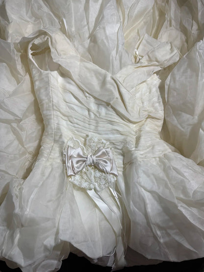 Robe de mariée taille basse années 1950/1940, robe de bal épaules dénudées à volants, blanche, tailles petites/grandes, pour femmes AS020