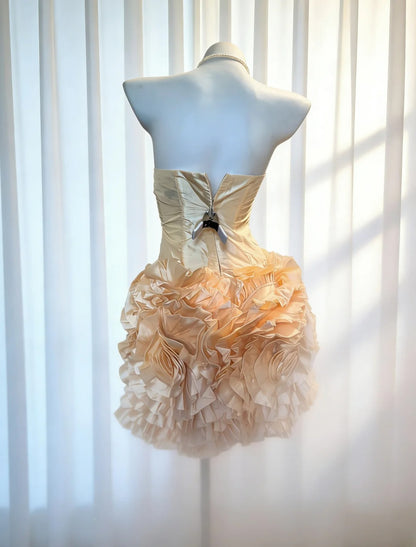 Vintage Etuikleid, trägerlos, Satin, kurzes Kleid zum 18. Geburtstag, Homecoming-Kleid, Cocktailkleid AS020
