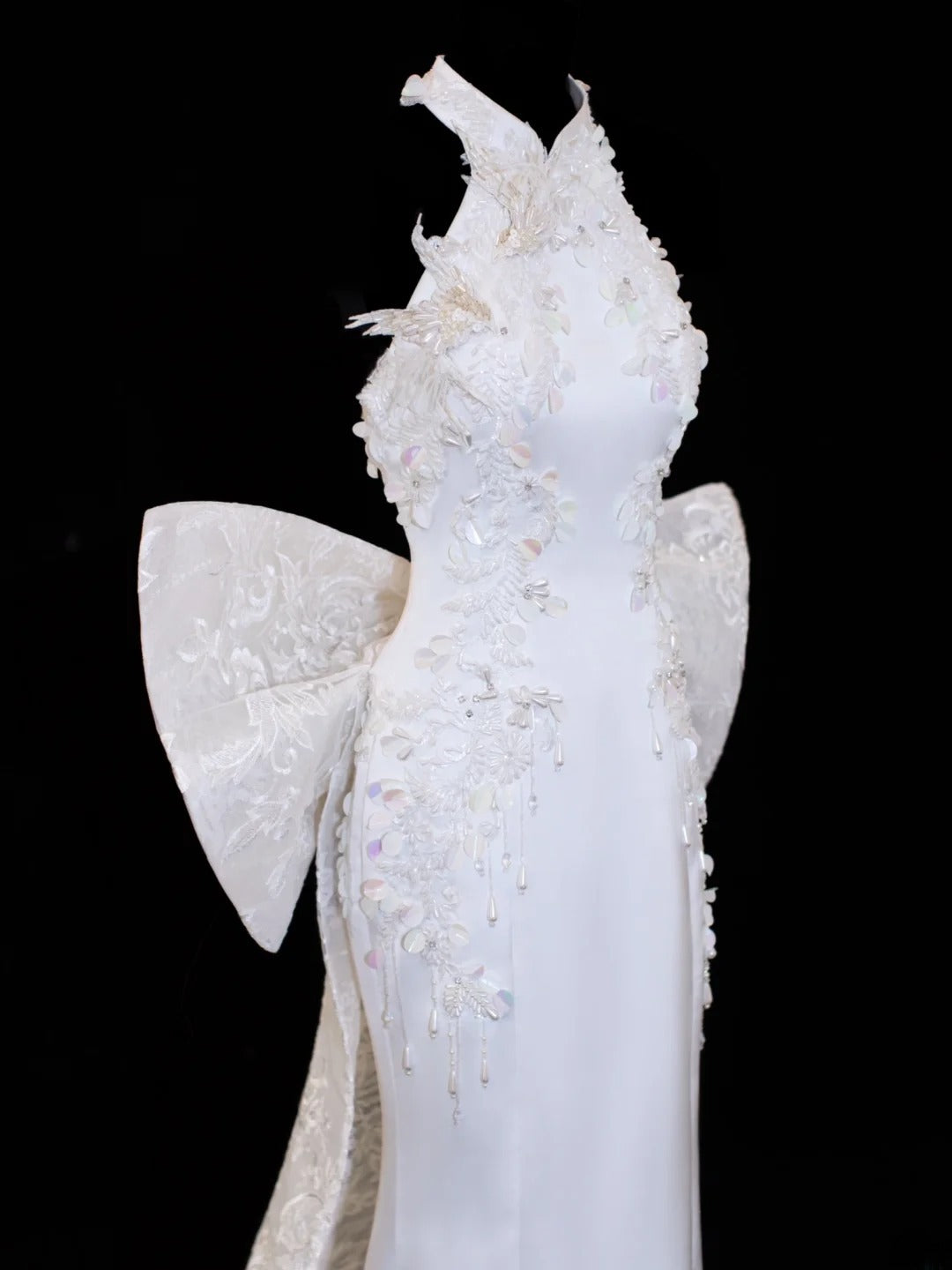 Prinzessinnen-Hochzeitskleider, elegant und schlicht für die Braut, Meerjungfrauen-Stil, hoher Kragen, Weiß, Brautkleider in kleinen/großen Größen für Damen SA021