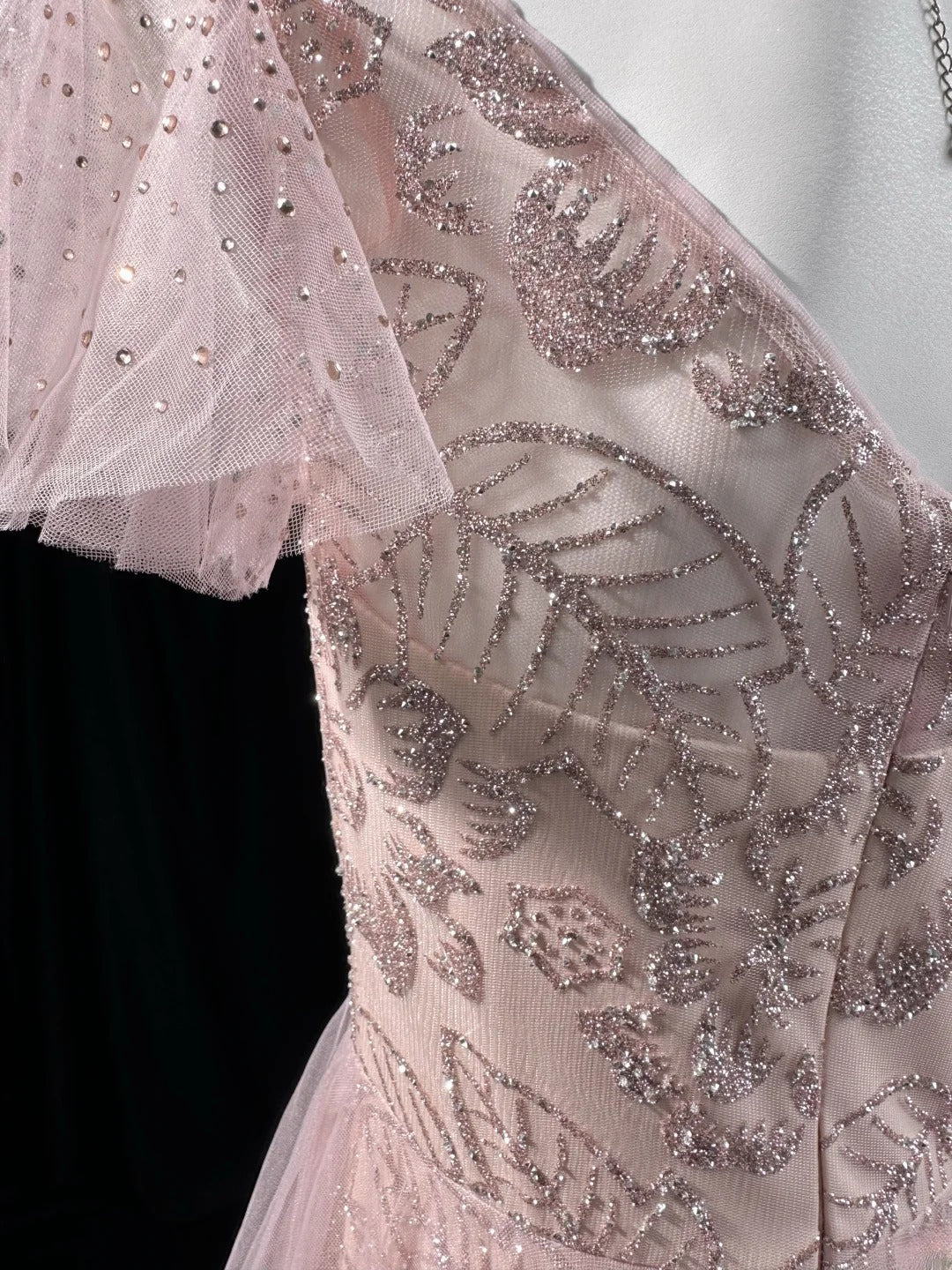 Refined Prom Dresses High Low V Neck Pink Tulle With Sleeves Evening Dress Formal Outfits RB5830